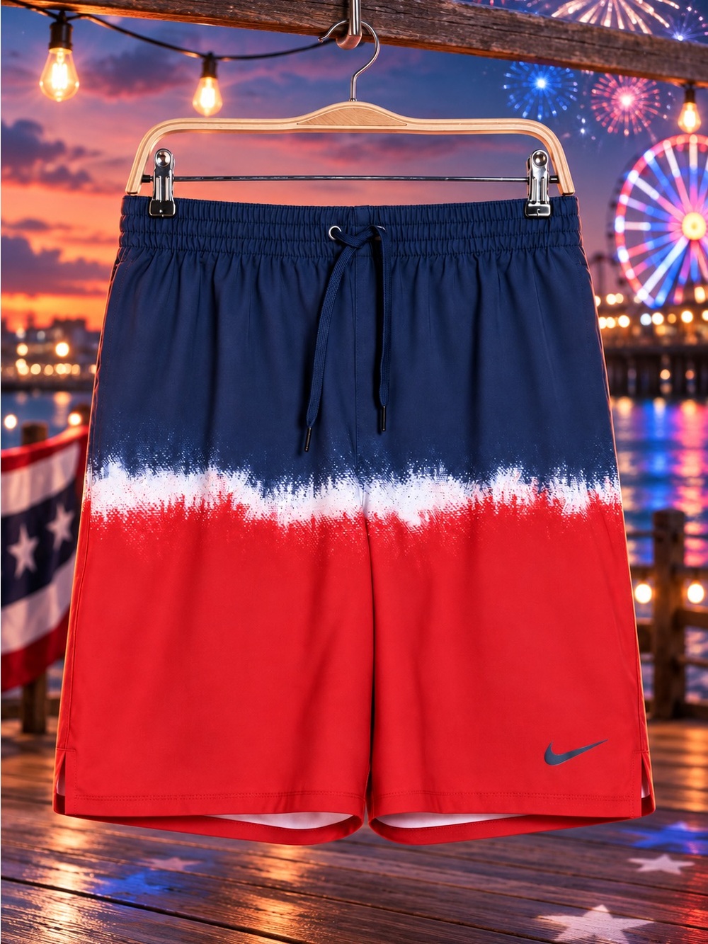 Nike Men's Two-Tone Navy & Red Swim Trunks